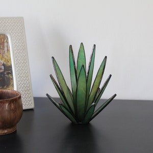 Stained Glass Plant Glass Cactus Stained Glass Succulent Agave Plant Yucca Plant Glass Sculpture Modern Stained Glass Boho Home Decor image 2