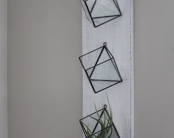 Set Of 3 Hanging Planters Geometric Glass Terrarium Wall Mounted Air Plant Succulent Holder Indoor Planter Vertical Garden Rustic Boho Decor