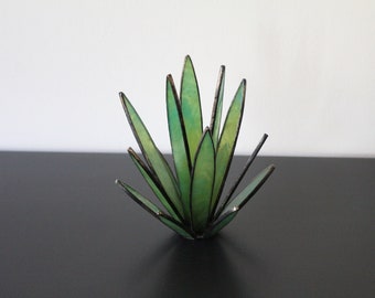 Stained Glass Plant Glass Cactus Stained Glass Succulent Agave Plant Yucca Plant Glass Sculpture Modern Stained Glass Boho Home Decor