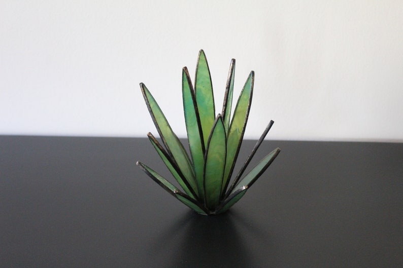 Stained Glass Plant Glass Cactus Stained Glass Succulent Agave Plant Yucca Plant Glass Sculpture Modern Stained Glass Boho Home Decor image 1