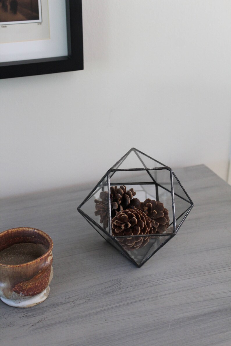 Small Geometric Terrarium Stained Glass Terrarium Container Etsy