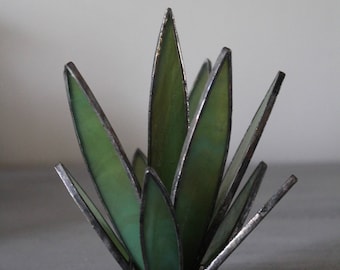 Stained Glass Cactus Glass Succulent Agave Plant Yucca Plant Glass Sculpture Modern Stained Glass Home Decor Boho Decor Unique Gift