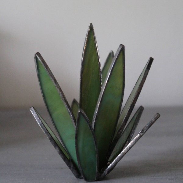 Stained Glass Cactus Glass Succulent Agave Plant Yucca Plant Glass Sculpture Modern Stained Glass Home Decor Boho Decor Unique Gift