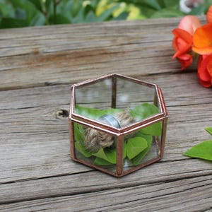 Glass Wedding Ring Box Ring Bearer Box Wedding Band Box Ring Pillow Engagement Ring Box Hexagon Glass Jewelry Box Boho Wedding Gift