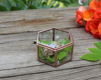 Glass Wedding Ring Box Ring Bearer Box Wedding Band Box Ring Pillow Engagement Ring Box Hexagon Glass Jewelry Box Boho Wedding Gift