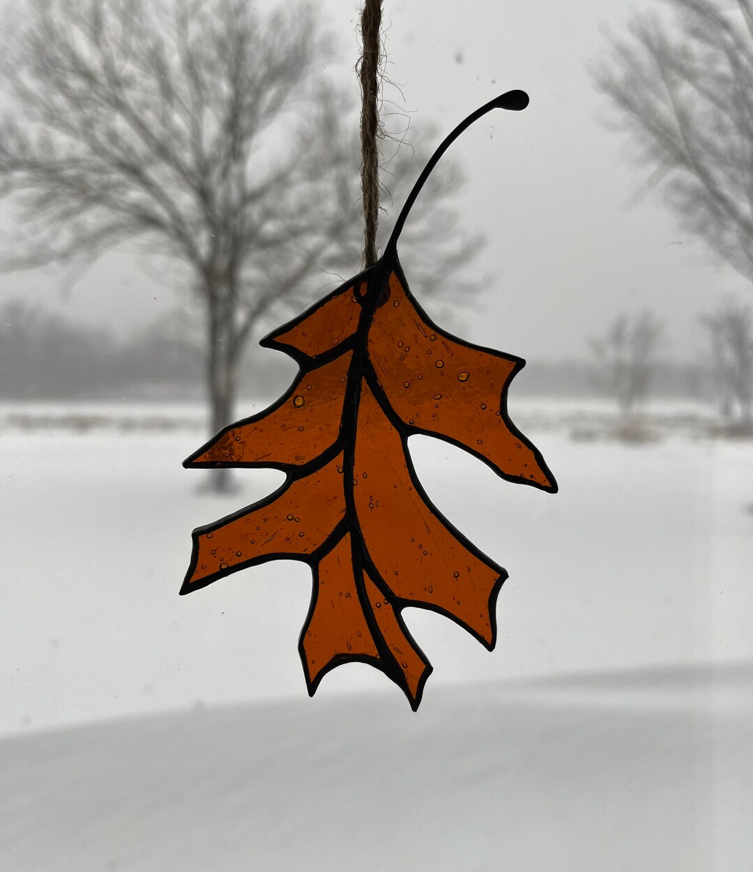 Stained Glass Oak Leaf Stained Glass Suncatcher Glass Ornament