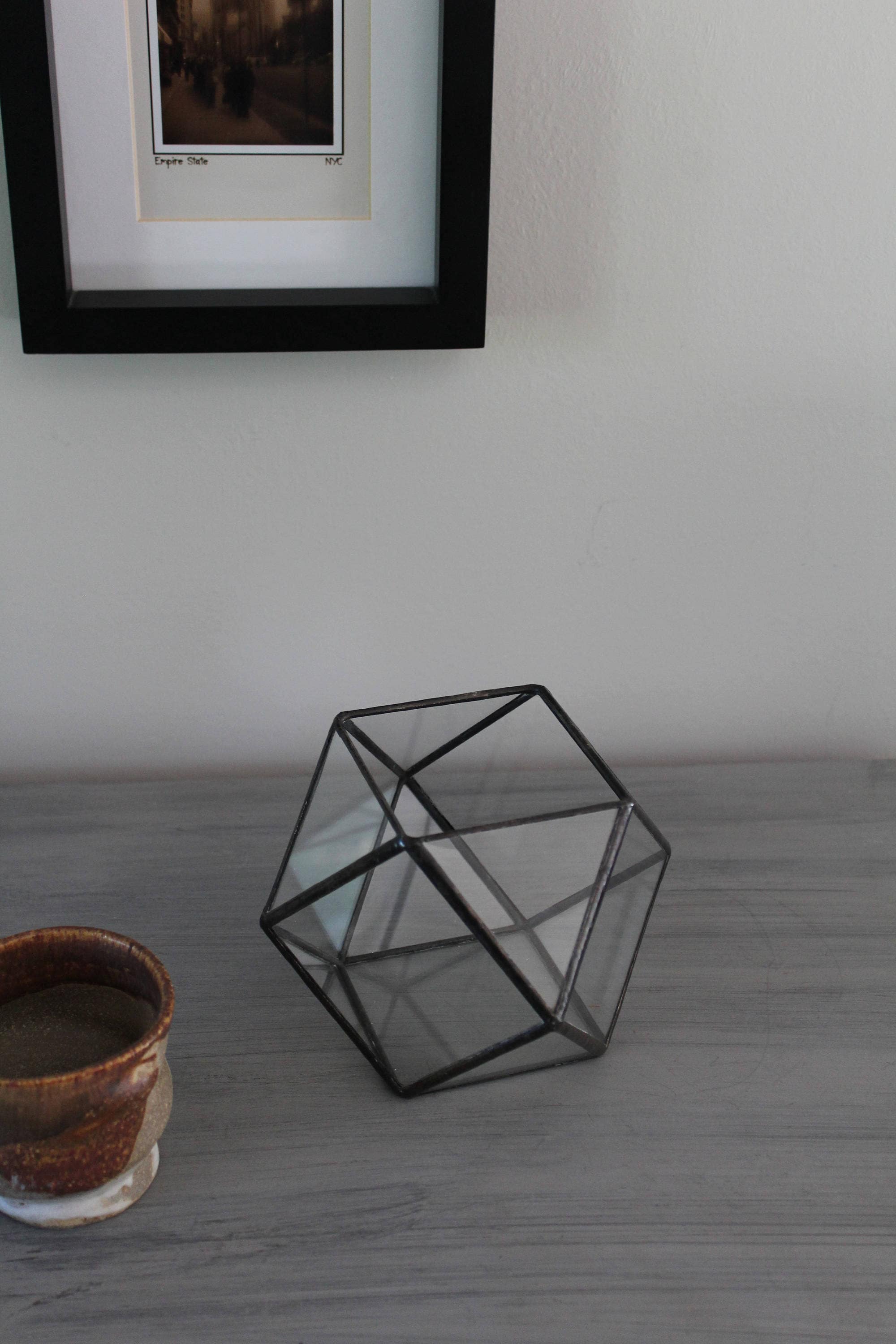 Small Geometric Terrarium Stained Glass Terrarium Container Etsy