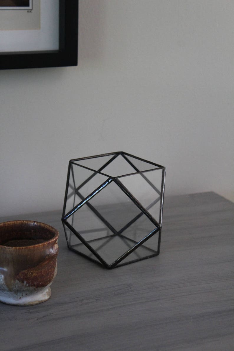 Small Geometric Terrarium Stained Glass Terrarium Container Etsy