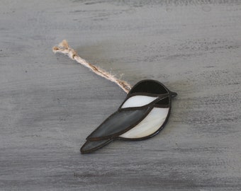 Chickadee Stained Glass Ornament Stained Glass Suncatcher Bird Ornament Bird Decor