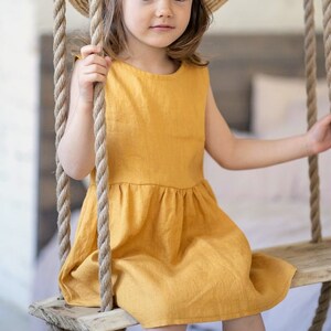 Linen baby girl dress, toddler dress