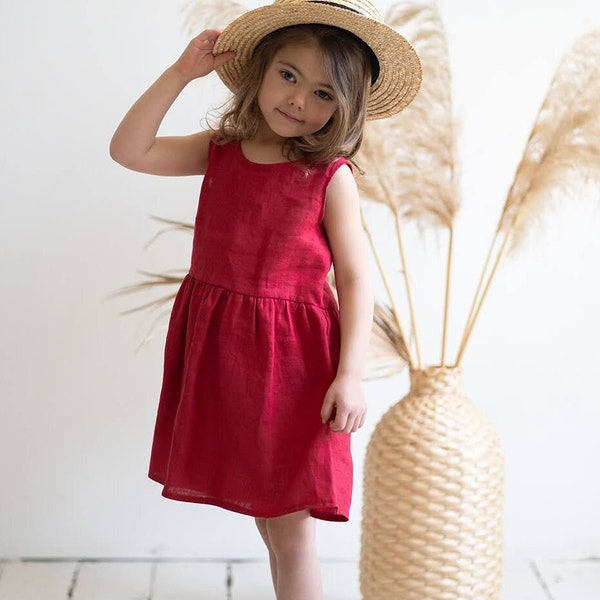 Girls linen dress  | 3-8 years | Baby girl dress flower girl dress