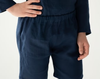 Linen Shorts for Boys: Kids Summer Linen Shorts, Natural Stonewashed Linen Clothing, Toddler and Baby Linen Outfit
