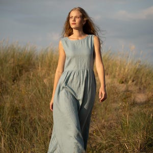 Linen maxi dress with pockets - womens summer linen dress - maternity dress - sustainable clothing - gaujagauja