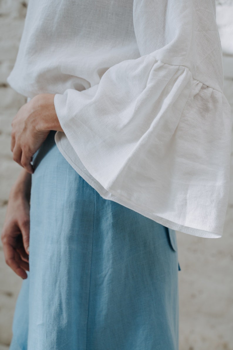 White linen blouse, linen womens shirt