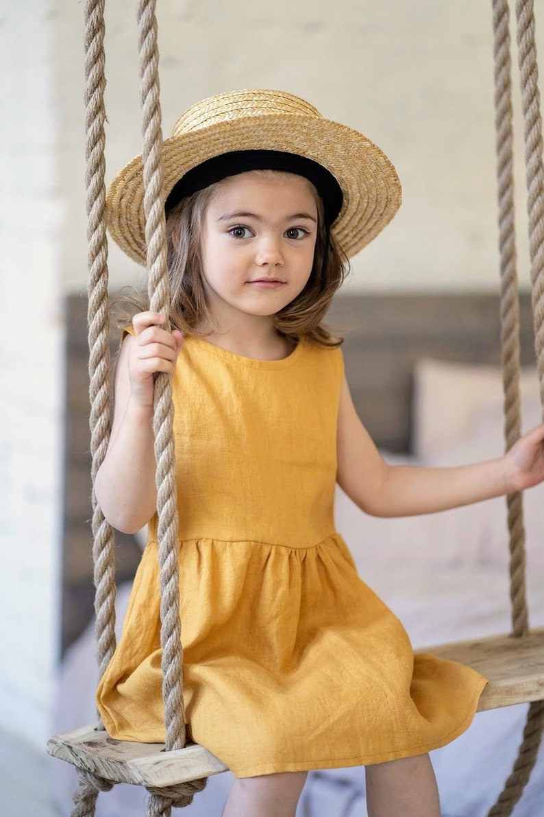 Linen baby girl dress, toddler dress