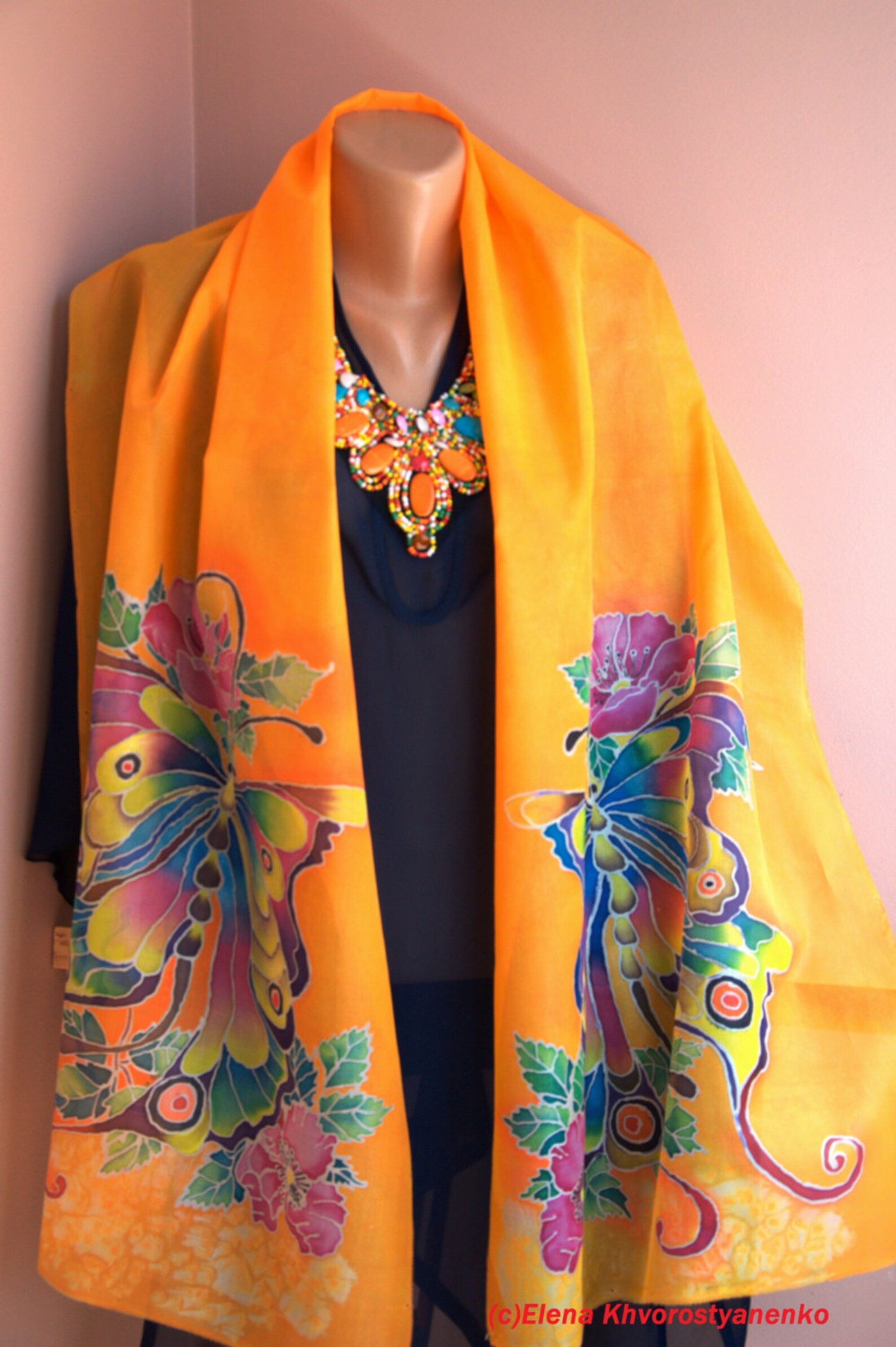 Silk Scarf dancing Butterfly Etsy