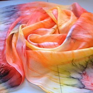 Silk scarves &quot;Sunshine&quot;,silk scarves,Hand-painted silk scarf,Summer scarf,Gift,silk,Red,Yellow,Gift for woman,beach scarf bySilkScarvesElena