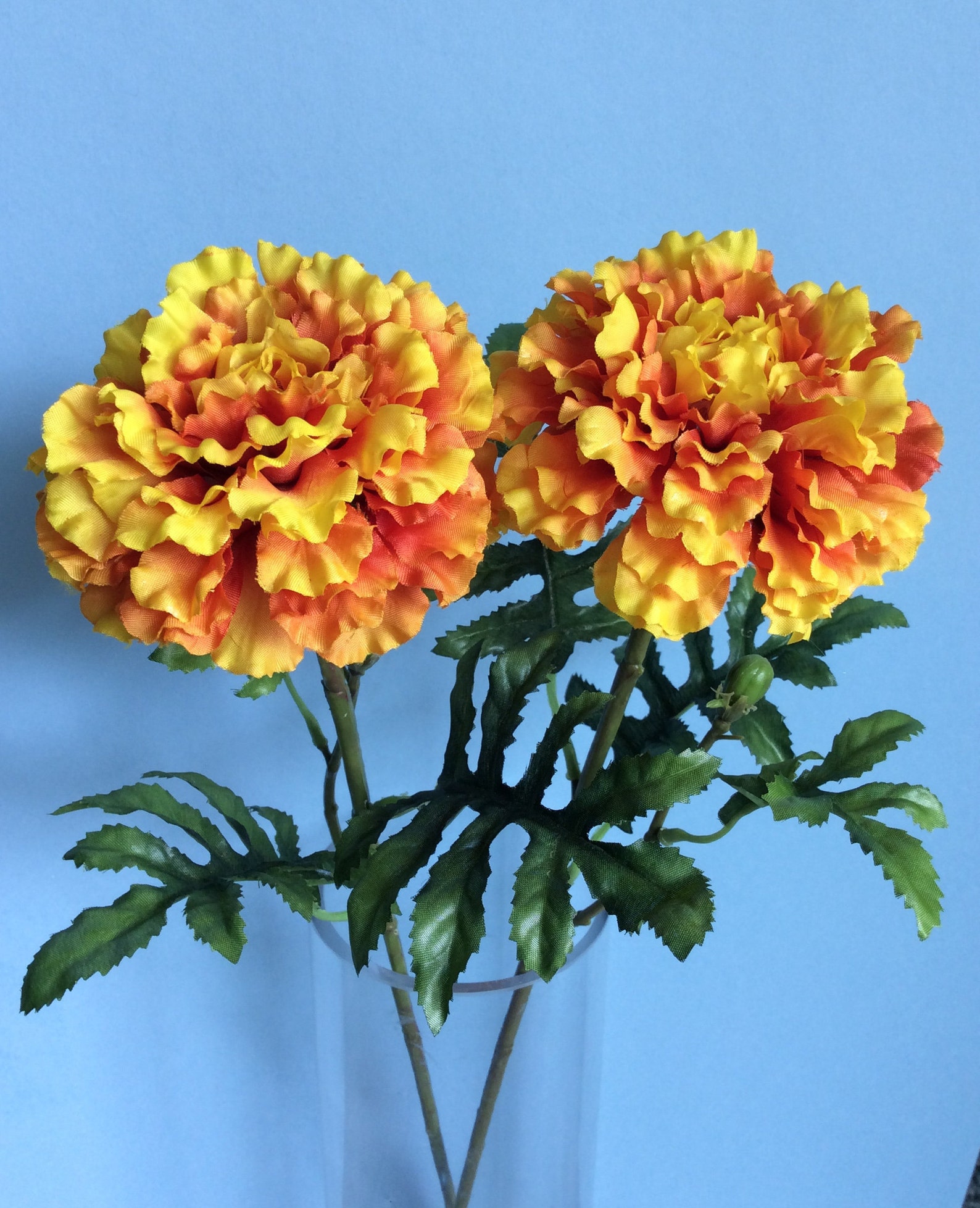 Sunny Marigolds Large Head 2 stems Silk Etsy