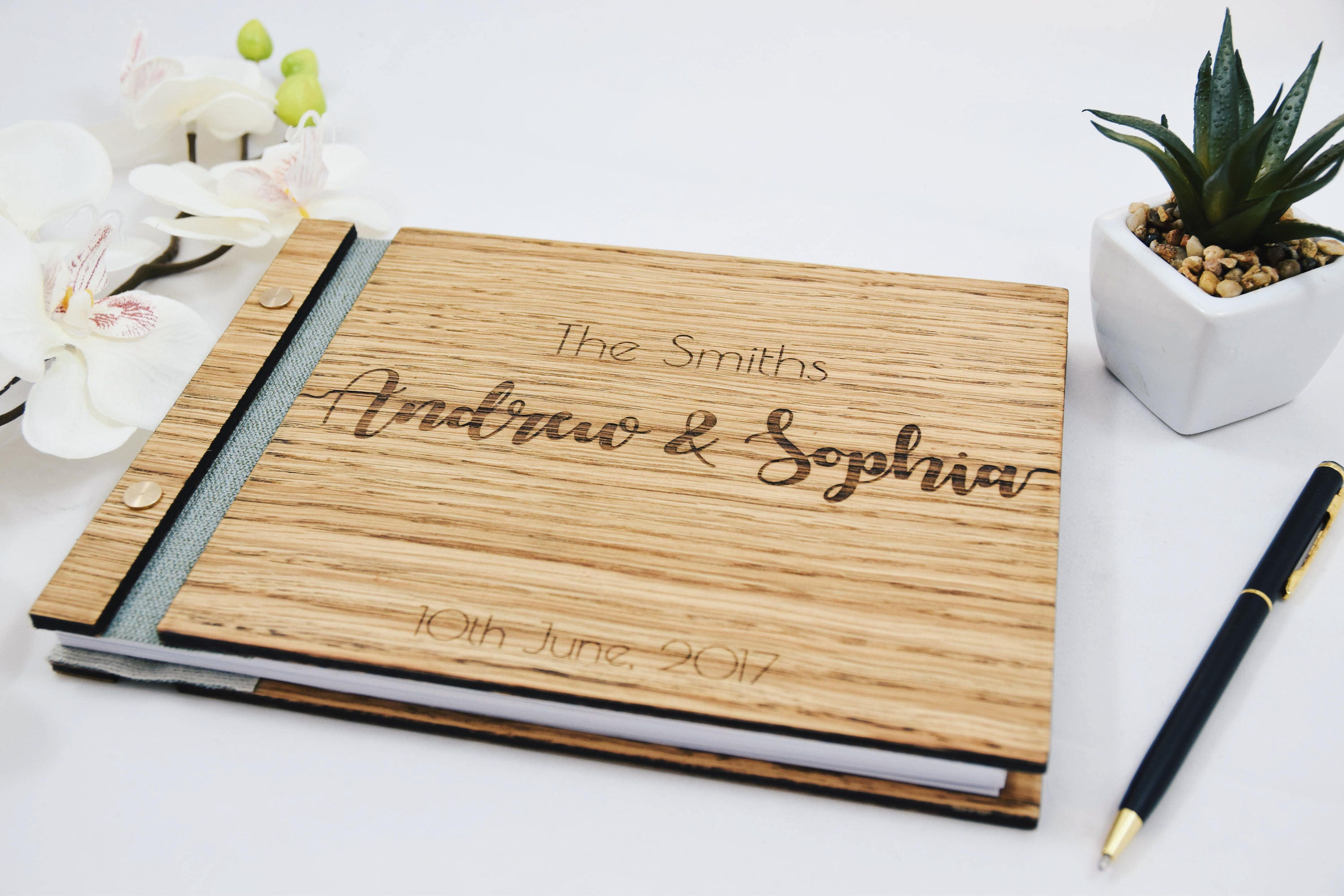 monogram guest book rustic guest book wood wedding guest book A4 custom made