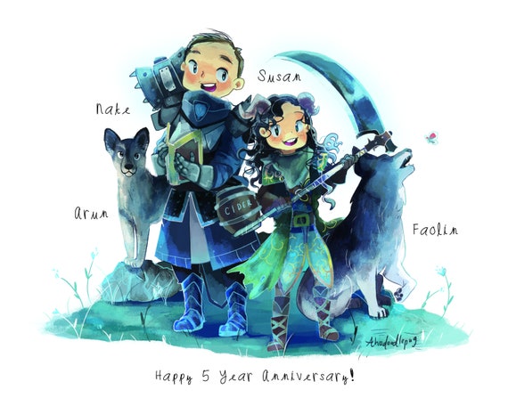 Digital Painting Dnd Fantasy Couple Caricature Custom Anime Etsy