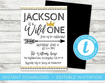 wild one birthday invitation etsy