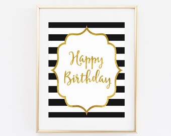 happy birthday sign printable wall art floral printable etsy