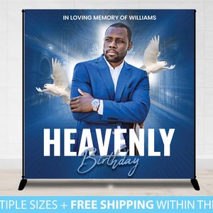 Memorial Backdrop, Long Live Banner Heavenly Birthday Backdrop Banner Vinyl Memorial Funeral Sign, Birthday Backdrop, Custom Design