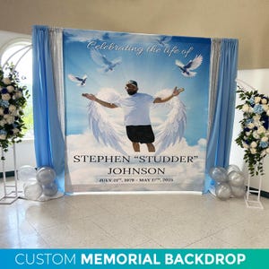 Memorial Backdrop, In Loving Memory Banner, Repass backdrop step and repeat banner background, Memorial Event Funeral Backdrop Decor