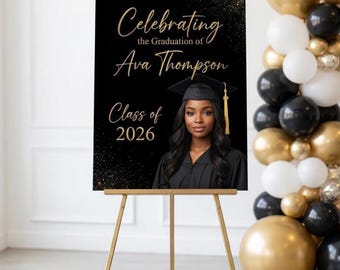Graduation Welcome Foam Board Sign, Custom Grad Class of 2026 Poster, Graduation Prom Party, Personalized Sign, Photo Board Banner Decor