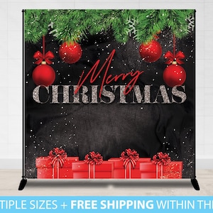 Christmas Party Backdrop Christmas Step and Repeat Merry Christmas Photo Booth Backdrop Banner, Christmas Banner Holiday Party backdrop