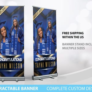 Banner retráctil de graduación, Banner de la clase de 2022, Banner de graduación, Fondo de fotografía de graduación personalizado, Banner de graduación de graduación, Fondo de graduación