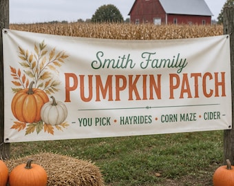 Custom Pumpkin Patch Banner, Fall Festival Sign, Harvest Festival Banner, Corn Maze Sign, Hayride Backdrop, Farm Market Sign Autumn Event