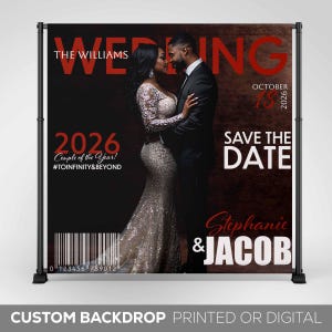 Wedding Magazine Cover Style Backdrop, Custom Wedding Magazine Banner, Photo Welcome Sign, Custom Photo Wedding Sign Printed, Photo Booth