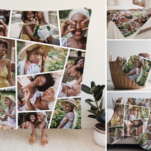 Custom Photo Collage Blanket, Velveteen Plush Blanket, Family Collage Picture Throw Blanket, Photo Gift got her mother, Gift for him Father