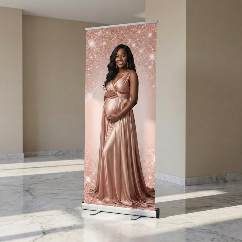 Custom Baby Shower Retractable Banner, Shower Welcome Sign, Maternity Photo Backdrop, Girl Boy Baby Shower Banner Decor, Photo Board image 14