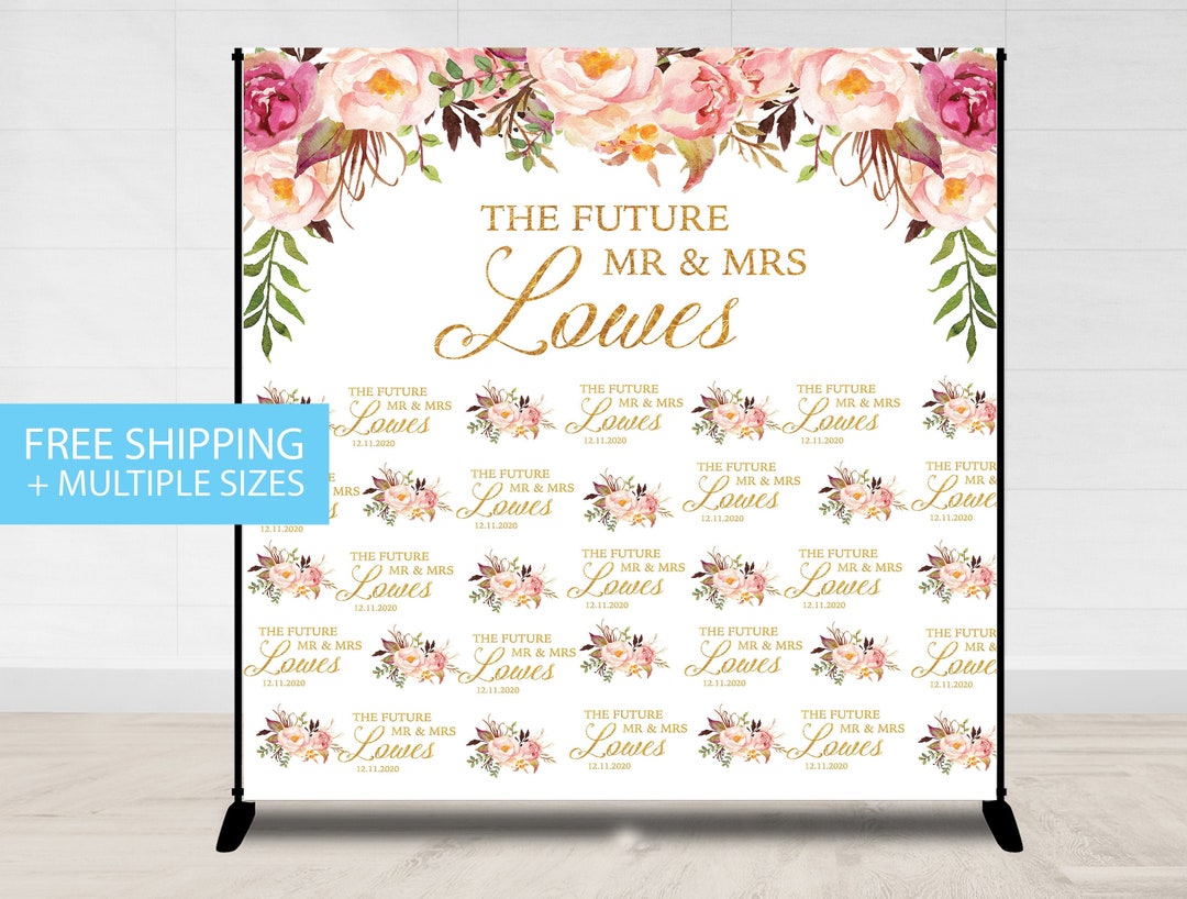 Step and Repeat Wedding Photo Backdrop Gold Floral Flower - Etsy