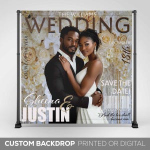 Wedding Magazine Cover Style Backdrop, Custom Wedding Magazine Banner, Photo Welcome Sign, Custom Photo Wedding Sign Printed, Photo Booth