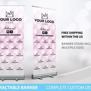 Retractable Banner, Custom Roll Up Banner Stand, Logo Banner Sign Display Retractable Printing Rollup Retractable Welcome sign Banner Logo