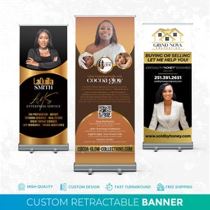Custom Retractable Banner, Custom Roll Up, Roll Up Banner, Roll Up Banner Stand, Event banner, Business Sign, Promotional Marketing Material