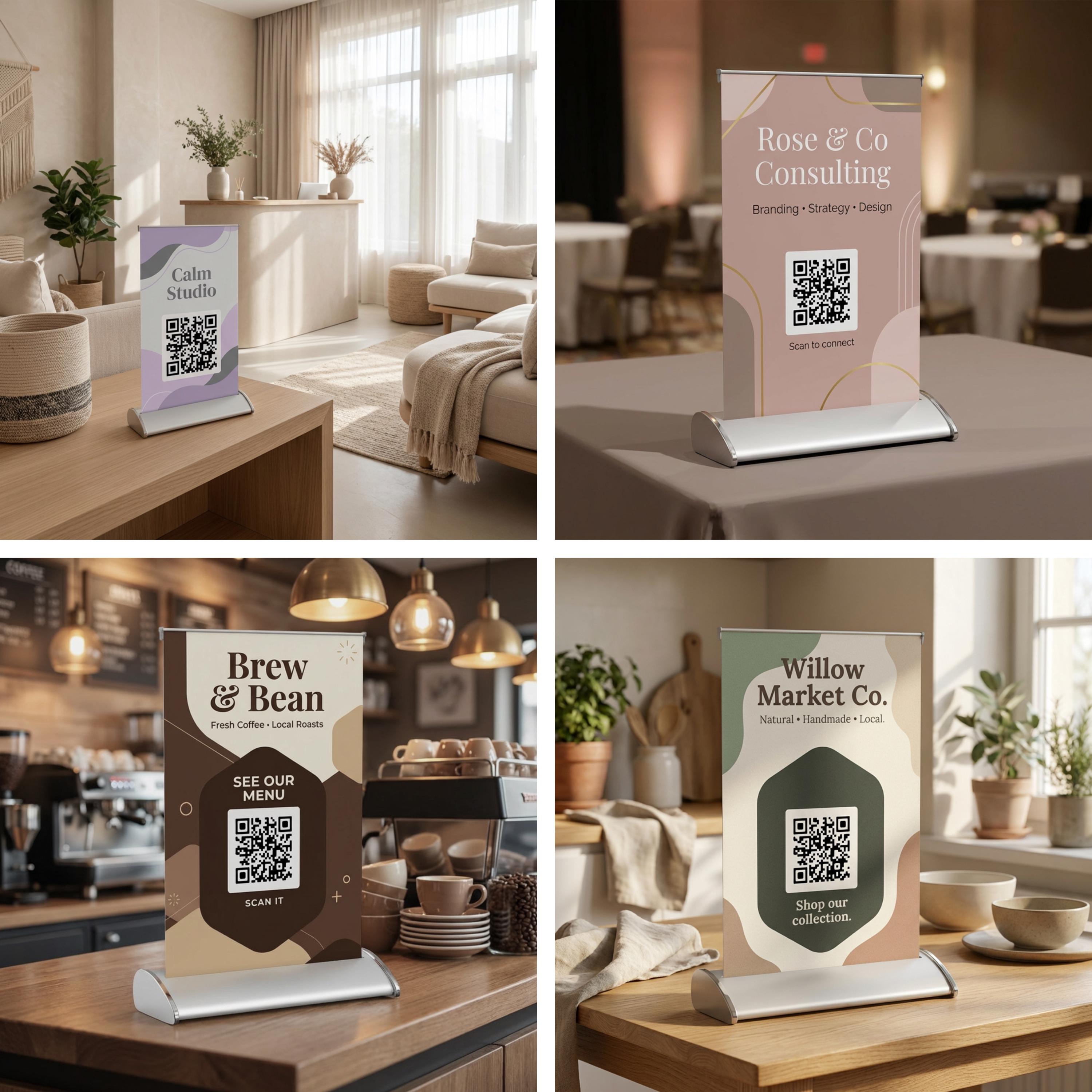 Table Top Banner, Business Signage, QR Code Table Banner, Marketing ...