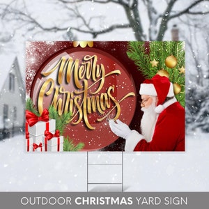 Christmas Yard Sign, Outdoor Christmas Front Yard Decor, Merry Christmas Happy Holiday Outdoor, Weather Resistant, Reusable Coroplast Sign