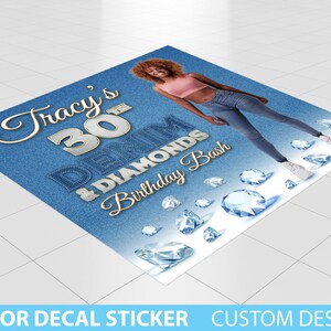 Custom Floor Decal sticker, Removable Sticker, Vinyl Floor Banner, Denim Diamonds Pearl Sticker Decal Removable, Birthday Dance floor decal