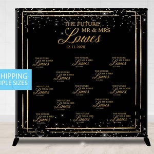 Step and Repeat, Wedding Photo Backdrop, Black Gold Simple Classic Step and Repeat Wedding Backdrop, Bridal Shower Step Repeat Custom Banner
