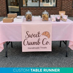 Custom Table Runner, Waterproof Vinyl Banner, Trade Show Display,Business Event Table Cover, Trade Show Booth Decor, Signage Welcome Sign