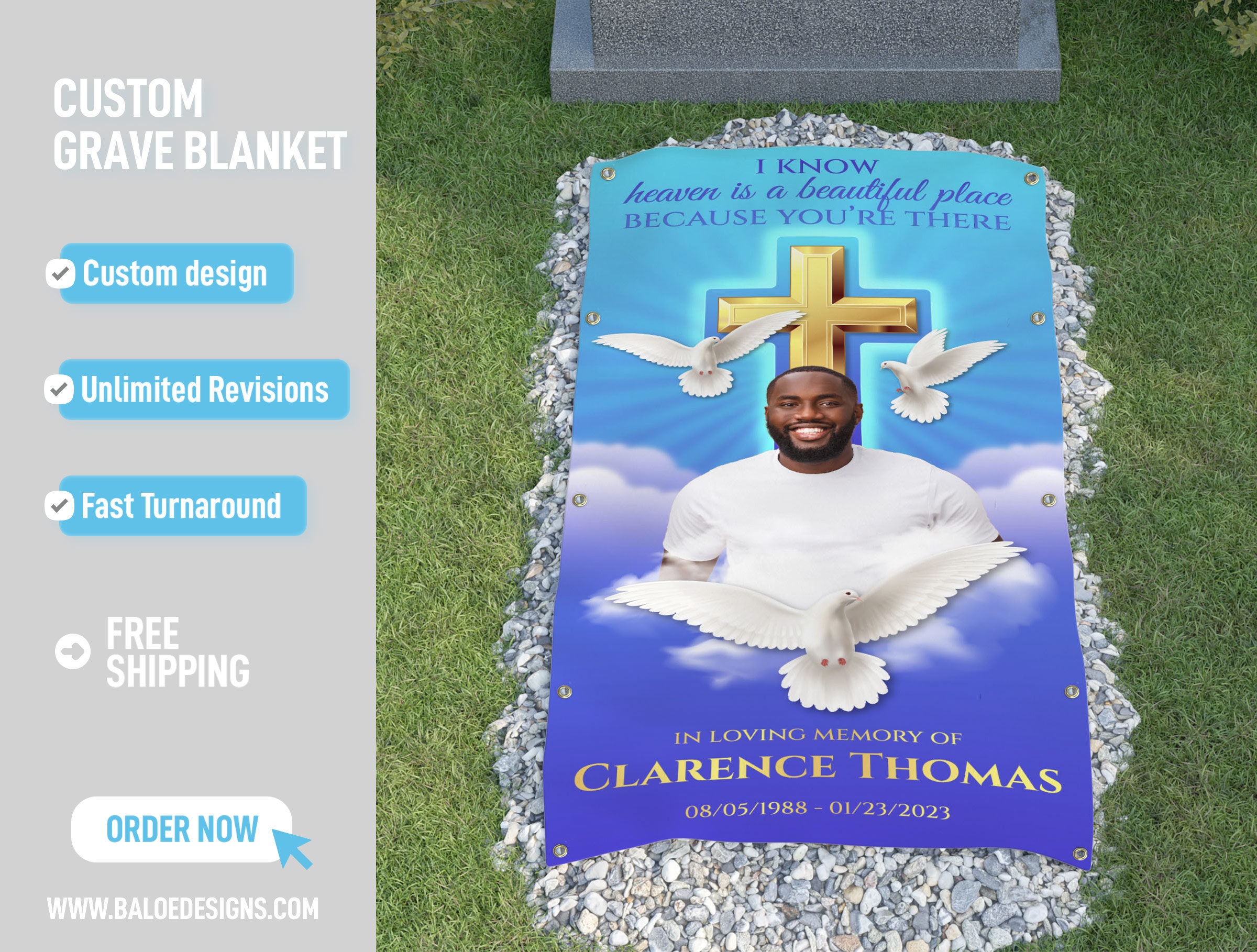 Custom Grave Blanket, Custom Memorial Grave Blanket