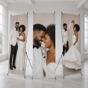 Custom Wedding X Banner Stand Set, Wedding Entrance Banners, Personalized Wedding Signs, X-Stand Banner Display, Reception Decor, Set of 3