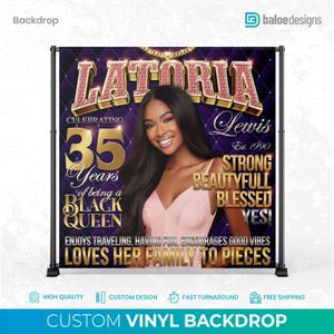 Custom Photo Birthday Backdrop, Party Birthday Backdrop, Step Repeat, Magazine Cover Banner Woman, Event Welcome Sign Printed, Gift for her