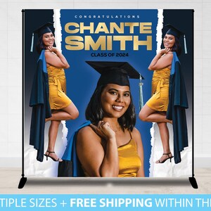 Graduation Backdrop Banner, Graduation Step and Repeat Class of 2022 backdrop, Graduation Party Banner, Grad, Prom Backdrop Banner Gold