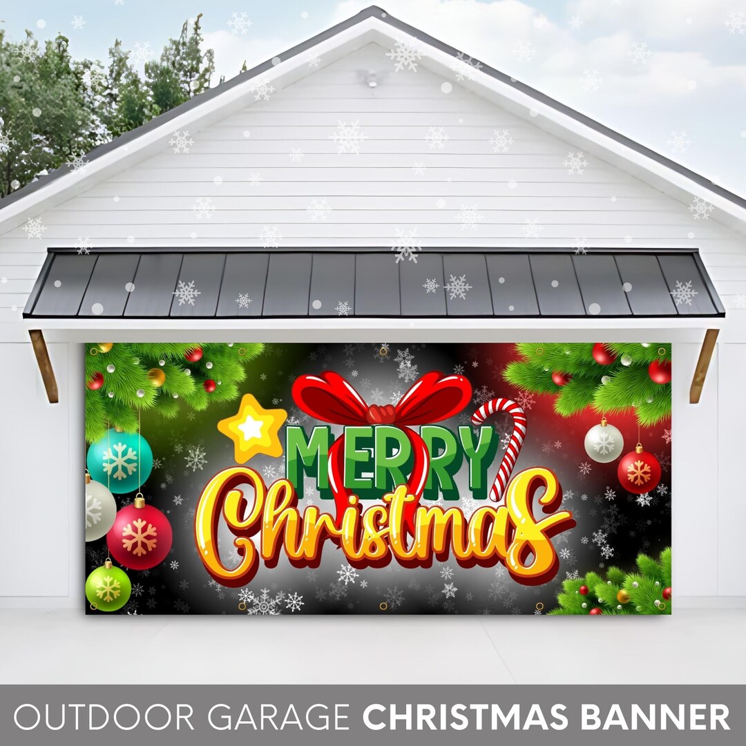 Christmas Garage Banner, Outdoor Banner, Christmas Yard Decor, Custom ...