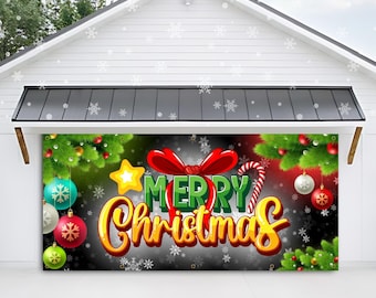 Christmas Garage Banner, Outdoor Banner, Christmas Yard Decor, Custom Vinyl Garage Banner, Merry Christmas Vinyl Banner, Happy Holidays